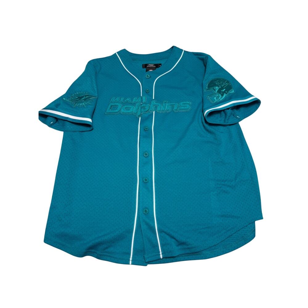 Men's Pro Standard Aqua Miami Dolphins Triple Tonal Mesh Button-Up Jersey Medium